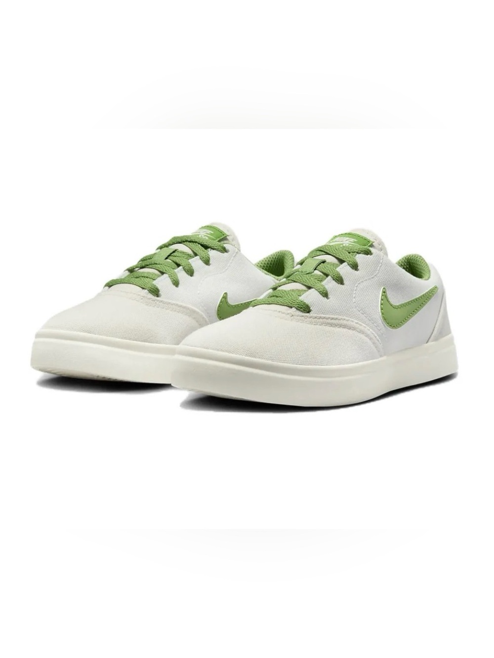 Toddler Kids Nike Sneakers White Canvas and Green Laces 13